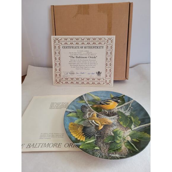 Vtg 1985 Knowles The Baltimore Oriole by Kevin Daniel Plate w/ COA & Box #18887C - Picture 7 of 16